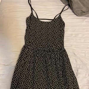 Black polka dot mini dress
